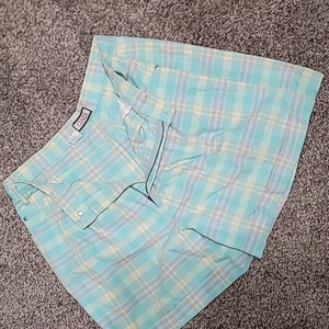 Cenza Women's Light Blue/Pink/Yellow Plaid Short. Size 14. Really Good Condition